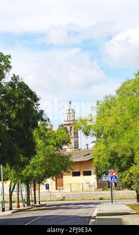 Panoramablick auf El Vendrell, Tarragona, Bajo Penedés, Penedés, Catalunya, Spanien, Europa Stockfoto