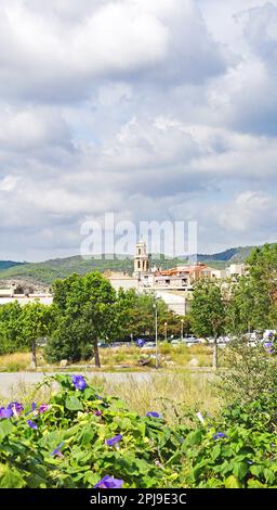 Panoramablick auf El Vendrell, Tarragona, Bajo Penedés, Penedés, Catalunya, Spanien, Europa Stockfoto