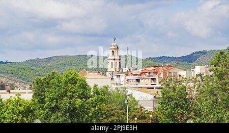 Panoramablick auf El Vendrell, Tarragona, Bajo Penedés, Penedés, Catalunya, Spanien, Europa Stockfoto