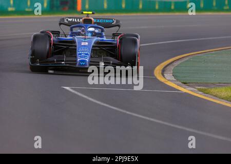 Melbourne, Australien. 01. April 2023. 1. April 2023: Melbourne Grand Prix Circuit, Melbourne, Victoria, Australien: Australian Formula 1 Grand Prix: Qualifizierung: Williams Fahrer Logan Sargeant Nummer 2 während der Qualifizierung für die australische Formel 1 Gutschrift: Action Plus Sports Images/Alamy Live News Stockfoto