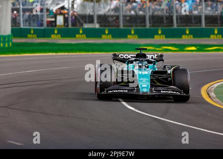 Melbourne, Australien. 01. April 2023. 1. April 2023: Melbourne Grand Prix Circuit, Melbourne, Victoria, Australien: Australian Formula 1 Grand Prix: Qualifizierung: Nummer 18 Aston Martin Driver Lance Walk während der Qualifizierung für die australische Formel 1 Credit: Action Plus Sports Images/Alamy Live News Stockfoto