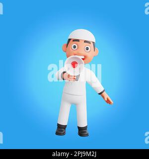 muslimische Geste mit Megafon für 3D-Darstellungen Stockfoto