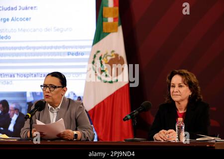 Nicht exklusiv: 31. März 2023, Mexiko-Stadt, Mexiko: Der Secretary of Security and Citizen Protection of Mexico, Rosa Icela Rodriguez und das Special P Stockfoto