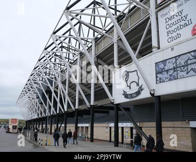 Pride Park, Derby, Derbyshire, Großbritannien. 1. April 2023. League One Football, Derby County gegen Ipswich Town; Pride Park Credit: Action Plus Sports/Alamy Live News Stockfoto