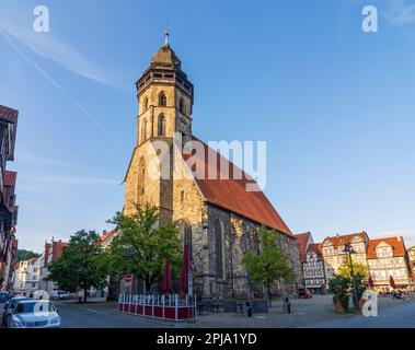 Hann. Münden: Kirche St. Blasius, Altstadt in Weserbergland, Niedersachsen, Niedersachsen, Deutschland Stockfoto