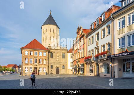 Paderborn: kirche Gaukirche St. Ulrich, Square Markt in Teutoburg Forest, Nordrhein-Westfalen, Nordrhein-Westfalen, Deutschland Stockfoto