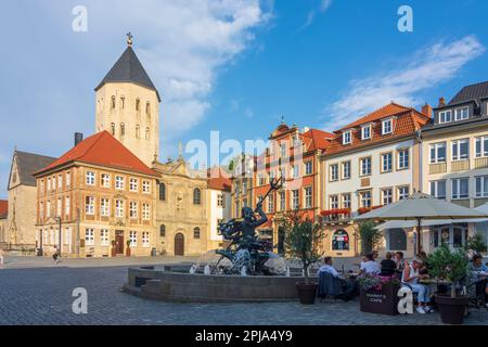 Paderborn: kirche Gaukirche St. Ulrich, Square Markt in Teutoburg Forest, Nordrhein-Westfalen, Nordrhein-Westfalen, Deutschland Stockfoto
