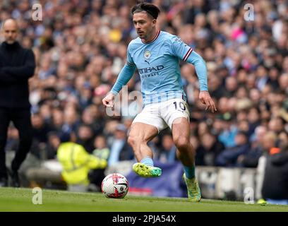 Manchester, Großbritannien. 1. April 2023. Jack Grealish aus Manchester City während des Premier League-Spiels im Etihad Stadium, Manchester. Der Bildausdruck sollte lauten: Andrew Yates/Sportimage Credit: Sportimage/Alamy Live News Stockfoto