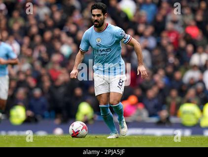 Manchester, Großbritannien. 1. April 2023. Ilkay Gundogan aus Manchester City während des Premier League-Spiels im Etihad Stadium, Manchester. Der Bildausdruck sollte lauten: Andrew Yates/Sportimage Credit: Sportimage/Alamy Live News Stockfoto