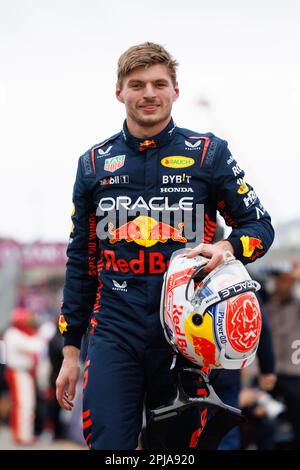 Albert Park, 1. April 2023 Max Verstappen (NED) des Teams Red Bull qualifiziert sich zuerst, George Russell (GBR) des Teams Mercedes Zweiter und Lewis Hamilton (GBR) des Teams Mercedes Third. Corleve/Alamy Live News Stockfoto