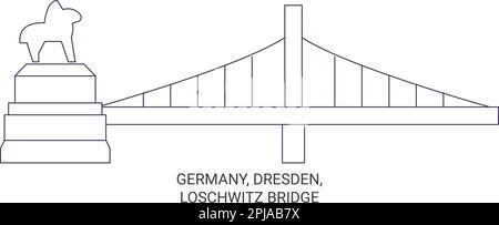 Deutschland, Dresden, Loschwitz-Brücke Reise-Wahrzeichen-Vektordarstellung Stock Vektor