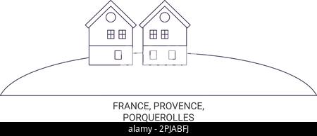 Frankreich, Provence, Porquerolles reisen als Vektorbild Stock Vektor