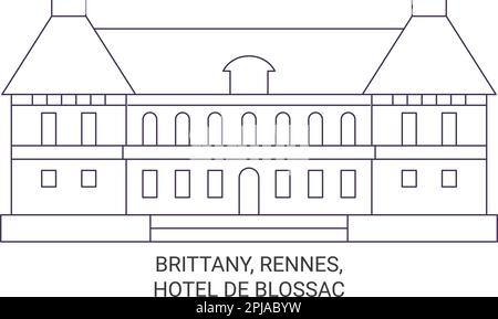 France Brittany, Rennes, Hotel De Blossac Reise Landmark Vector Illustration Stock Vektor