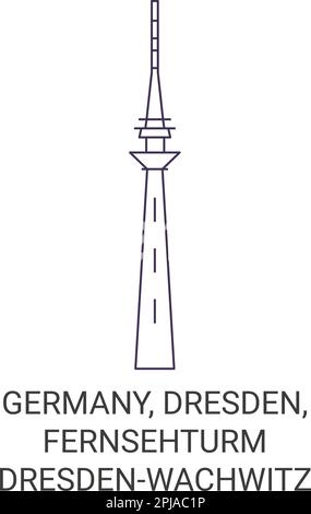 Deutschland, Dresden, Fernsehturm Dresdenwachwitz Reise-Wahrzeichen-Vektordarstellung Stock Vektor