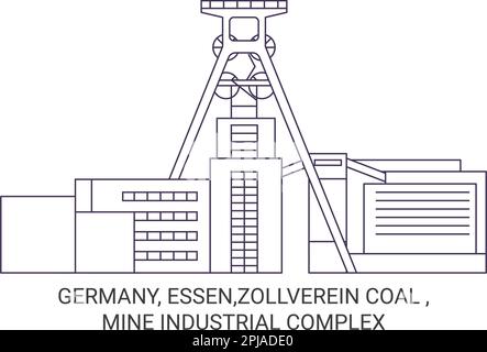 Deutschland, Essen, Zollverein Coal, Mine Industrial Complex Reise Landmark Vector Illustration Stock Vektor