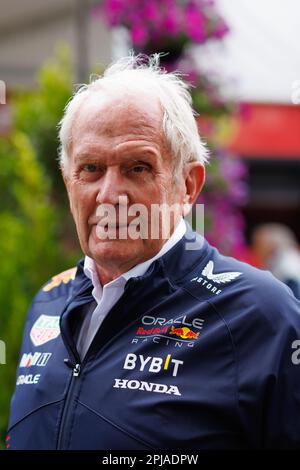 Albert Park, 1. April 2023 Dr. Helmut Marko, Berater des Red Bull F1 Teams auf der Koppel. Corleve/Alamy Live News Stockfoto