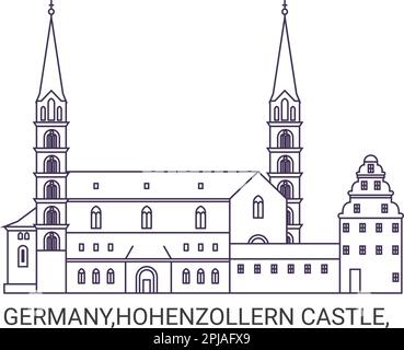 Deutschland, Schloss Hohenzollern, Reise-Wahrzeichen-Vektordarstellung Stock Vektor