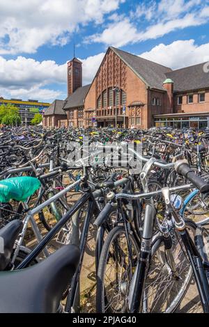 Oldenburg: Hauptbahnhof Oldenburg, Fahrradparkplatz, viele Fahrräder, überfüllt mit Fahrrädern im Oldenburger Land, Niedersachsen, Lower Sax Stockfoto