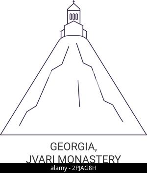 Georgia, Jvari Kloster Reise Wahrzeichen Vektordarstellung Stock Vektor