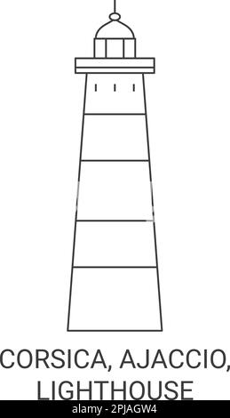 Frankreich, Korsika, Ajaccio, Leuchtturm Reise Wahrzeichen Vektordarstellung Stock Vektor