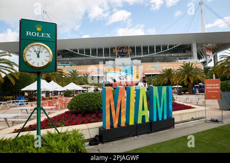 Miami Gardens, Florida, USA. 1. April 2023 2023 Miami Open powered by Itau, bitte kommen. Stockfoto