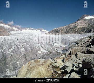 Die Schweiz. Rhone-Gletscher. Stockfoto