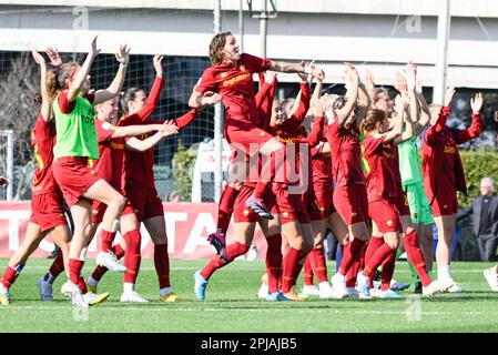 Rom, Italien. 01. April 2023. Während der italienischen Fußballmeisterschaft Am 01. April 2023 Fand Im Stadion Tre Fontane Ein Spiel der Frauen 2022/2023 zwischen AS Roma Women und AC Milan statt. Kredit: Live Media Publishing Group/Alamy Live News Stockfoto