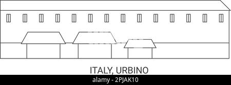 Italien, Urbino, Reise-Wahrzeichen-Vektordarstellung Stock Vektor