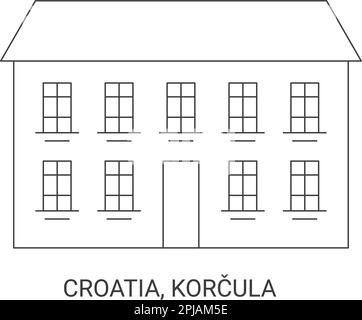 Kroatien, Korcula Reise-Wahrzeichen-Vektordarstellung Stock Vektor