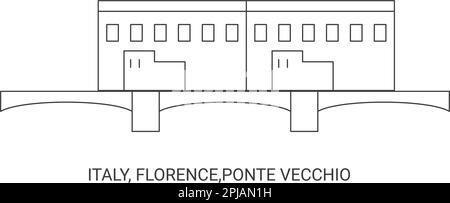 Italien, Florenz, Ponte Vecchio, Reise-Wahrzeichen-Vektordarstellung Stock Vektor