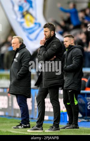 Huddersfield, Großbritannien. 01. April 2023. Middlesbrough Manager Michael Carrick während des Sky Bet Championship-Spiels Huddersfield Town vs Middlesbrough im John Smith's Stadium, Huddersfield, Großbritannien, 1. April 2023 (Foto von Ben Roberts/News Images) in Huddersfield, Großbritannien, am 4./1. April 2023. (Foto: Ben Roberts/News Images/Sipa USA) Guthaben: SIPA USA/Alamy Live News Stockfoto