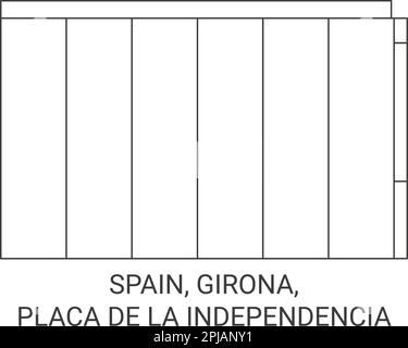 Spanien, Girona, Placa De La Independencia reisen als Vektorbild Stock Vektor