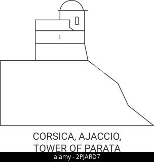 Frankreich, Korsika, Ajaccio, Turm von Parata Reise-Wahrzeichen-Vektordarstellung Stock Vektor