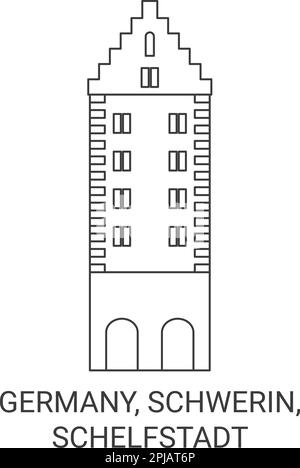 Deutschland, Schwerin, Schelfstadt Travel Landmark Vektordarstellung Stock Vektor