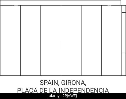 Spanien, Girona, Placa De La Independncia Reise-Vektordarstellung Stock Vektor