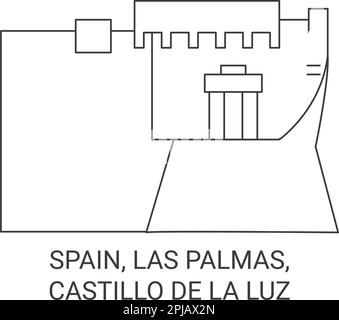 Spanien, Las Palmas, Castillo De La Luz reisen als Vektorbild für Wahrzeichen Stock Vektor