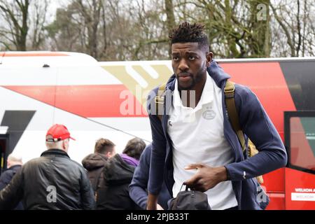 Nijmegen, Niederlande. 01. April 2023. NIJMEGEN, NIEDERLANDE - APRIL 1: Ibrahim Sangare von PSV während des niederländischen Eredivisie-Spiels zwischen NEC Nijmegen und PSV im Stadion de Goffert am 1. April 2023 in Nijmegen, Niederlande (Foto von Broer van den Boom/Orange Pictures). Kredit: Orange Pics BV/Alamy Live News Stockfoto
