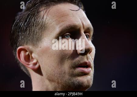 Nijmegen, Niederlande. 01. April 2023. NIJMEGEN, NIEDERLANDE - APRIL 1: Luuk de Jong von PSV während des niederländischen Eredivisie-Spiels zwischen NEC Nijmegen und PSV im Stadion de Goffert am 1. April 2023 in Nijmegen, Niederlande (Foto von Broer van den Boom/Orange Pictures). Kredit: Orange Pics BV/Alamy Live News Stockfoto