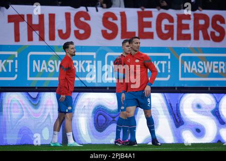 Nijmegen, Niederlande. 01. April 2023. NIJMEGEN, NIEDERLANDE - APRIL 1: Luuk de Jong von PSV während des niederländischen Eredivisie-Spiels zwischen NEC Nijmegen und PSV im Stadion de Goffert am 1. April 2023 in Nijmegen, Niederlande (Foto von Broer van den Boom/Orange Pictures). Kredit: Orange Pics BV/Alamy Live News Stockfoto