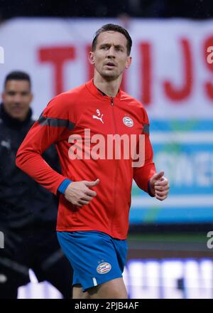 Nijmegen, Niederlande. 01. April 2023. NIJMEGEN, NIEDERLANDE - APRIL 1: Luuk de Jong von PSV während des niederländischen Eredivisie-Spiels zwischen NEC Nijmegen und PSV im Stadion de Goffert am 1. April 2023 in Nijmegen, Niederlande (Foto von Broer van den Boom/Orange Pictures). Kredit: Orange Pics BV/Alamy Live News Stockfoto