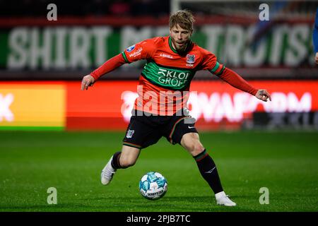 Nijmegen, Niederlande. 01. April 2023. NIJMEGEN, NIEDERLANDE - APRIL 1: Lasse Schone von NEC während des niederländischen Eredivisie-Spiels zwischen NEC Nijmegen und PSV im Stadion de Goffert am 1. April 2023 in Nijmegen, Niederlande (Foto von Broer van den Boom/Orange Pictures). Kredit: Orange Pics BV/Alamy Live News Stockfoto