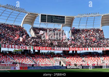 Bari, Italien. 01. April 2023. Fans von SSC Bari während SSC Bari vs. Benevento Calcio, italienisches Fußballspiel der Serie B in Bari, Italien, April 01 2023 Kredit: Independent Photo Agency/Alamy Live News Stockfoto