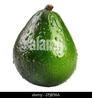 Frischer Avocado mit Wassertropfen, isoliert mit weißem Hintergrund Stockfoto
