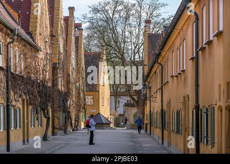 Wohnhäuser in der Jakob Fugger Siedlung, älteste Sozialsiedlung der Welt, 16. Jahrhundert, Augsburg, Bayern, Deutschland Stockfoto