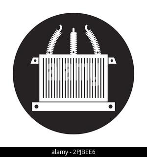 Elektrischer Hochspannungstransformator Symboldesign mit Vektorsymbolen Stockfoto