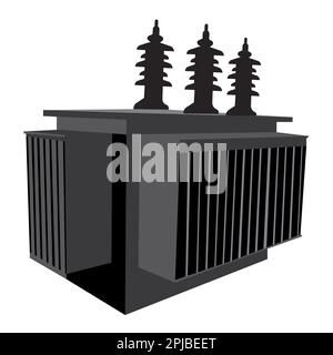 Elektrischer Hochspannungstransformator Symboldesign mit Vektorsymbolen Stockfoto
