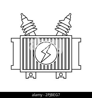 Elektrischer Hochspannungstransformator Symboldesign mit Vektorsymbolen Stockfoto
