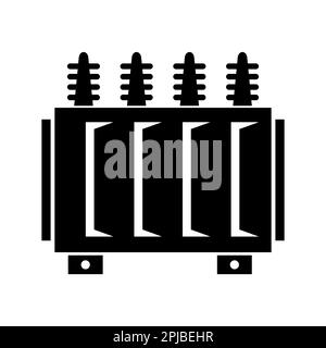 Elektrischer Hochspannungstransformator Symboldesign mit Vektorsymbolen Stockfoto