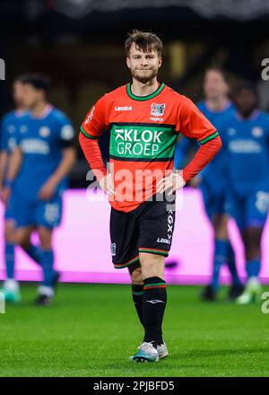 Nijmegen, Niederlande. 01. April 2023. NIJMEGEN, NIEDERLANDE - APRIL 1: Dirk eigentum von NEC während des niederländischen Eredivisie-Spiels zwischen NEC Nijmegen und PSV im Stadion de Goffert am 1. April 2023 in Nijmegen, Niederlande (Foto von Broer van den Boom/Orange Pictures). Kredit: Orange Pics BV/Alamy Live News Stockfoto