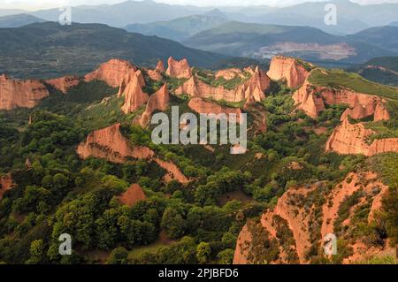 Las Medulas, altes römisches Goldbergwerk, Provinz Leon, Castilla-Leon, Spanien Stockfoto